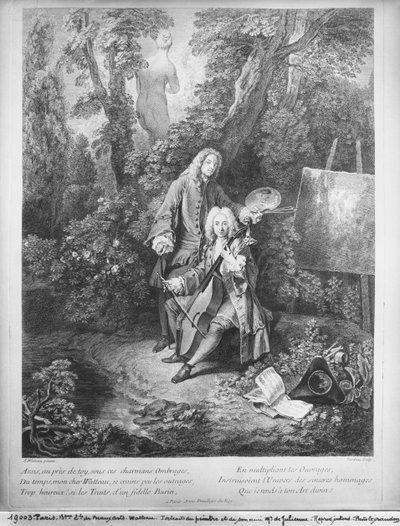 Jean Antoine Watteau et son ami Monsieur de Julienne, gravé par Nicolas Henri Tardieu (1674-1749) - Jean Antoine Watteau