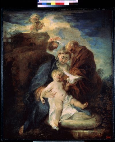La sainte famille, repose durant la fuite en Égypte - Jean Antoine Watteau
