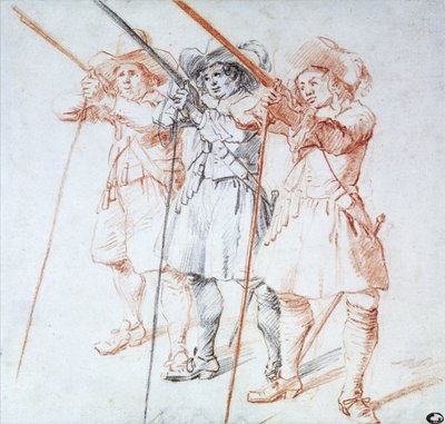 Trois arquebusiers, 1712 - Jean Antoine Watteau