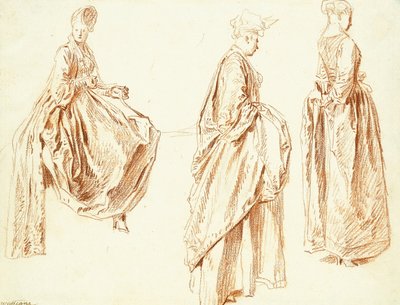 Trois dames de profil à droite, l