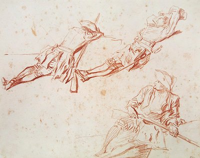 Trois soldats au repos, 1709 - Jean Antoine Watteau