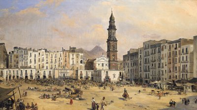 Piazza, Naples, Italie, milieu du 19e siècle - Jean Auguste Bard