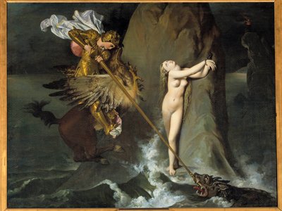 Roger délivrant Angélique. Illustration du Chant X de "Roland furieux" par Ludovico Ariosto. Peinture par Jean-Auguste Dominique Ingres - Jean Auguste Dominique Ingres