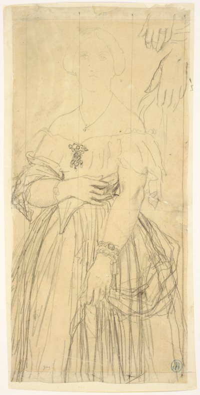 Étude pour la robe et les mains de Madame Moitessier - Jean Auguste Dominique Ingres