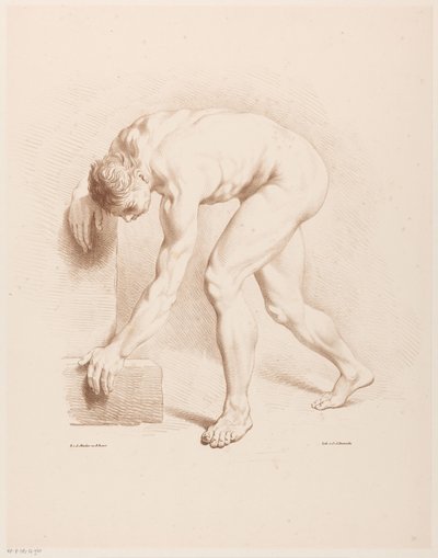 Homme nu courbé - Jean Augustin Daiwaille