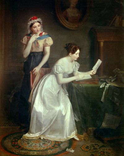 La réponse à la lettre Une jeune femme se hâte de répondre à la lettre de son amant - Jean Augustin Franquelin