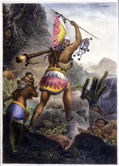 Un Indien Coroado donnant le signal de retraite, 1839 - Jean Baptiste (after) Debret