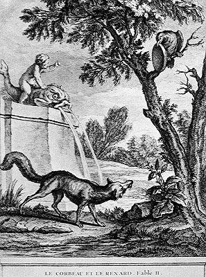 Le Corbeau et le Renard (gravure) - Jean Baptiste (after) Oudry