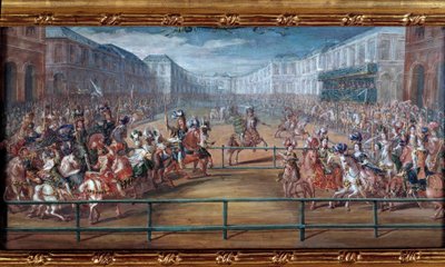 Le carrousel pompeux des galantes amazones des quatre parties du monde donné par Louis XIV devant les Tuileries le 5 juin - Jean Baptiste (attr. to) Martin