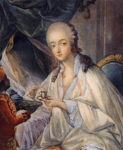 Jeanne Bécu, comtesse Du Barry 1743-1793 avec une tasse de café - Jean Baptiste André Gautier Dagoty