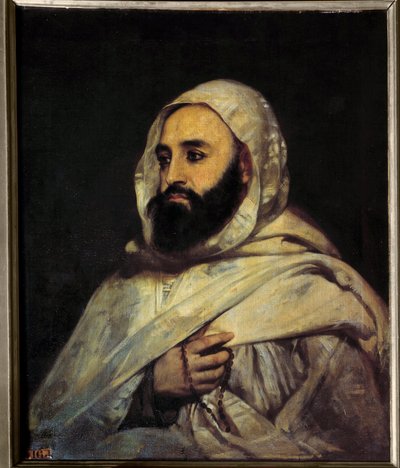 Portrait de Ben Mahi Ed Din Abd El Kader (Abd El-Kader) (1808 - 1883) Émir algérien. Peinture d