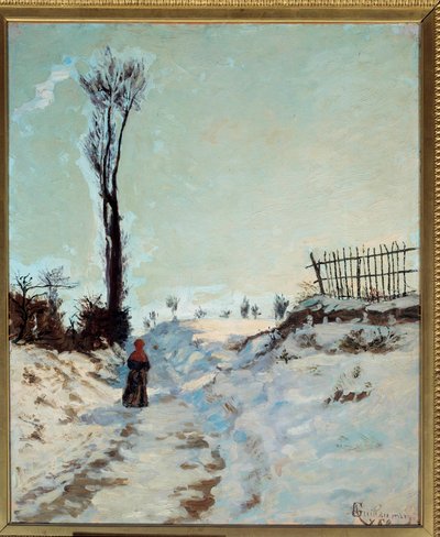 Chemin creux, effet de neige. Peinture de Jean Baptiste Armand Guillaumin (1841-1927) 1869. Paris, musée d