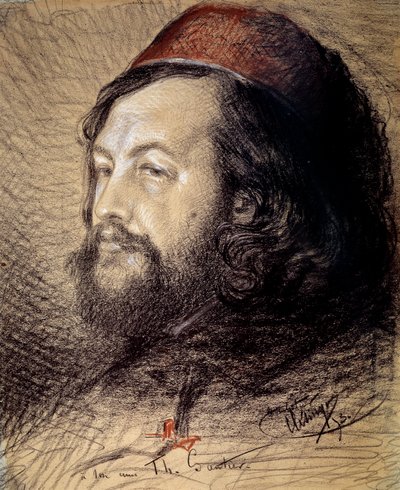 Portrait de Théophile Gautier (1811-1872) Dessin au fusain et pastel par Auguste Clésinger (1851) - Jean Baptiste Auguste Clesinger