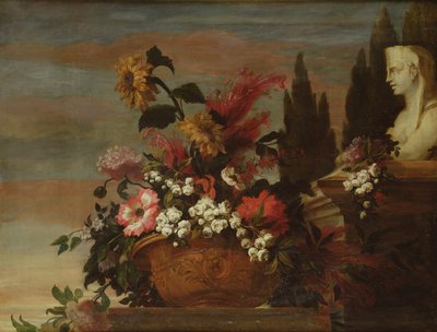 Fleurs dans un bassin et un sphinx - Jean Baptiste Belin de Fontenay