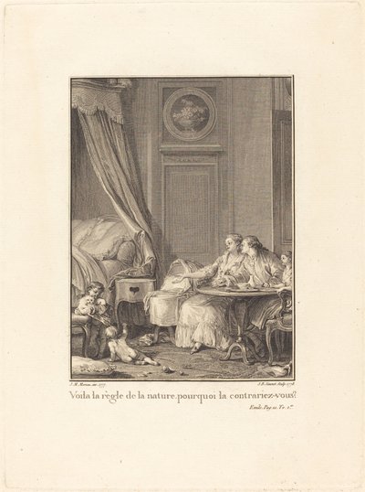 Voilà la règle de la nature, pourquoi la contrariez-vous? - Jean Baptiste Blaise Simonet after Jean Michel Moreau