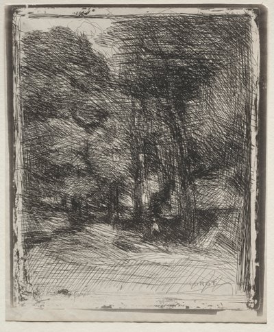 Un souvenir du Bas-Bréau, impression originale 1858, imprimée en 1921 - Jean Baptiste Camille Corot