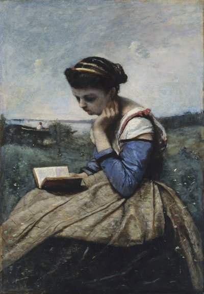Une femme lisant - Jean Baptiste Camille Corot