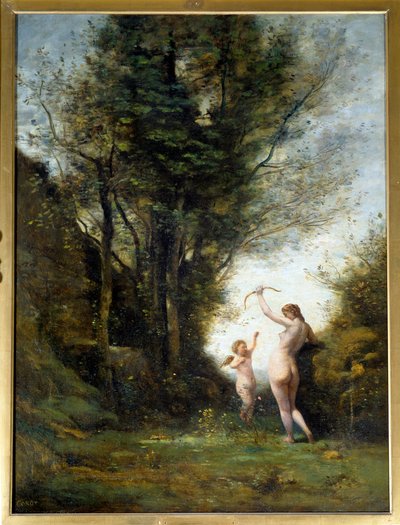 Une nymphe jouant avec un amour - Jean Baptiste Camille Corot