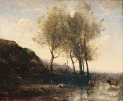 Vacher se reposant au pied des collines fraîches, c.1855-65 - Jean Baptiste Camille Corot