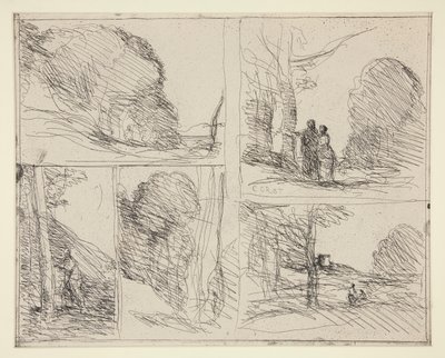 Cinq croquis : 1. Le Jardin de Périclès - Jean Baptiste Camille Corot