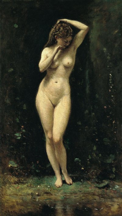 Français :  Le Bain de Diane (La Fontaine) Diana Bathing (The Fountain) - Jean Baptiste Camille Corot