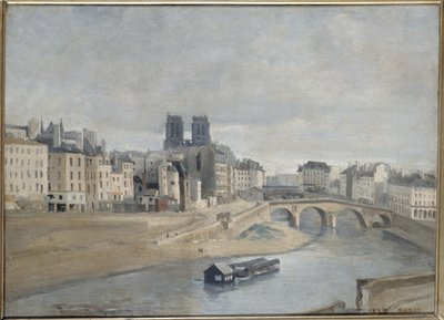 French: Le Quai des Orfèvres et le Pont Saint Michel Quai des Orfèvres et pont Saint-Michel by Jean-Baptiste Corot - Jean Baptiste Camille Corot