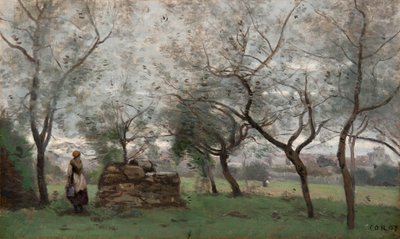 French: Le verger, environs de Mantes - Jean Baptiste Camille Corot