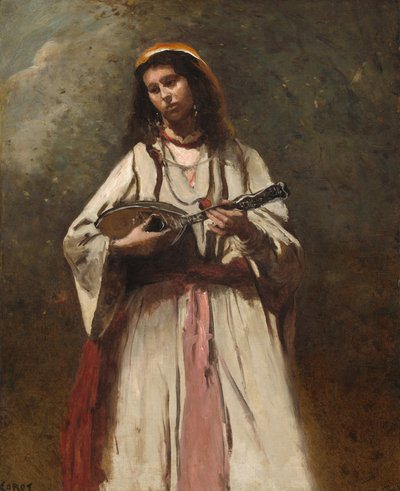Femme gitane avec mandoline - Jean Baptiste Camille Corot