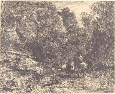 Le Cavalier en forêt et le piéton - Jean Baptiste Camille Corot