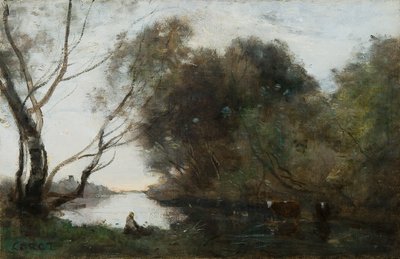 Lac : Coucher de soleil, vers 1820-1860 - Jean Baptiste Camille Corot