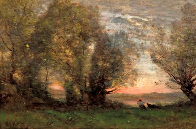Les pêcheurs, effet du soir - Jean Baptiste Camille Corot
