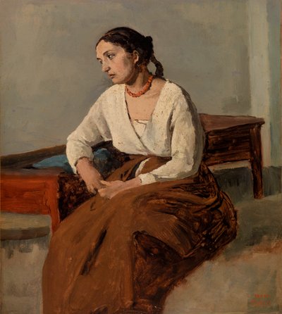 Italienne mélancolique (Rome) - Jean Baptiste Camille Corot