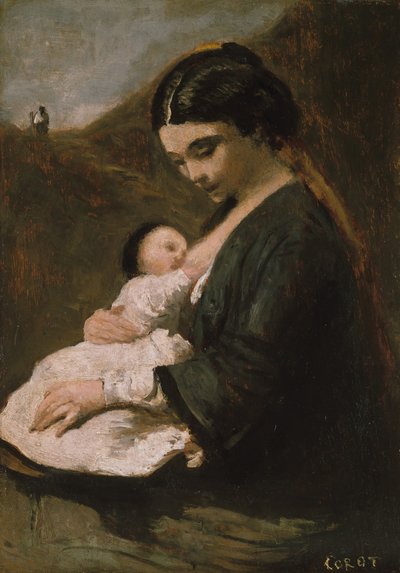 Mère et enfant, probablement années 1860 - Jean Baptiste Camille Corot