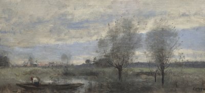 Palluel, batelier dans les marais - Jean Baptiste Camille Corot