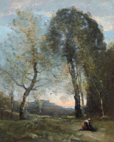 Paysanne ramassant du bois, Italie, c.1870-2 - Jean Baptiste Camille Corot
