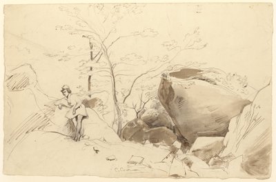 Plume et encre brune, pinceau et lavis brun sur crayon sur papier - Jean Baptiste Camille Corot