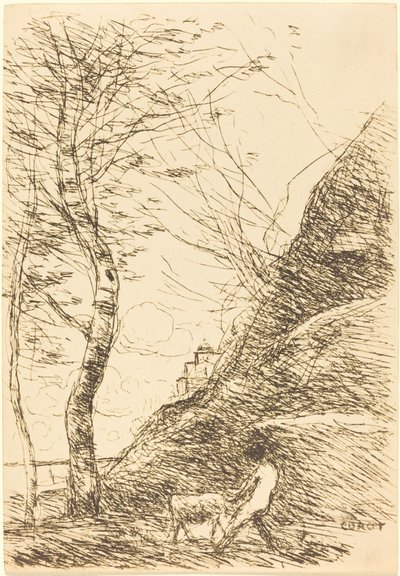 Berger luttant avec sa chèvre - Jean Baptiste Camille Corot
