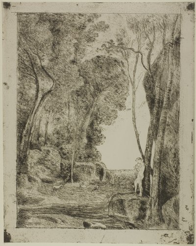 Le jeune berger, première planche - Jean Baptiste Camille Corot