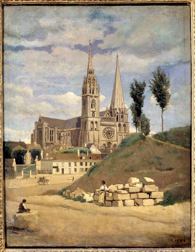 La cathédrale de Chartres. Vue extérieure de la Cathédrale Notre-Dame de Chartres - Jean Baptiste Camille Corot