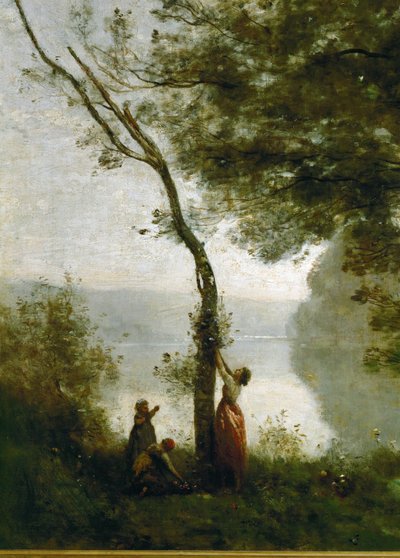 Arbre et femme. Souvenir de Mortefontaine, France ... - Jean Baptiste Camille Corot