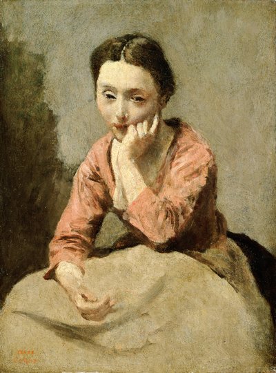 Femme en blouse rose - Jean Baptiste Camille Corot