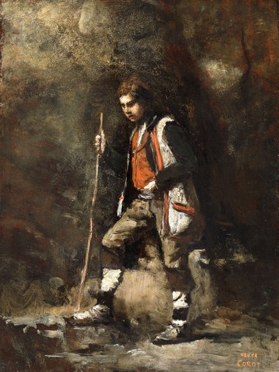 Jeune pâtre italien dans la montagne, c.1845-55 - Jean Baptiste Camille Corot