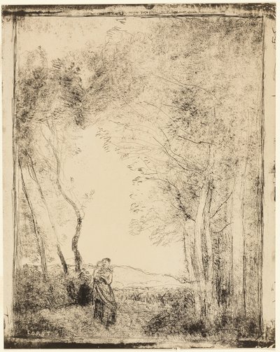 Jeune mère au bord des bois - Jean Baptiste Camille Corot