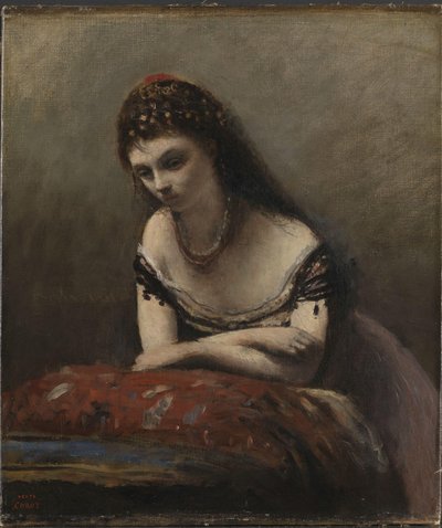 Jeune femme appuyée sur un coussin, c.1870-72 - Jean Baptiste Camille Corot