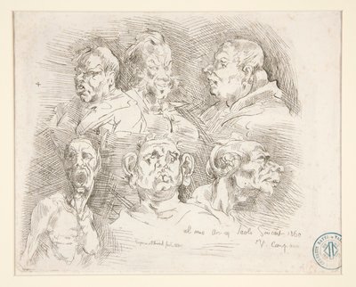 Croquis de têtes grotesques - Jean Baptiste Carpeaux