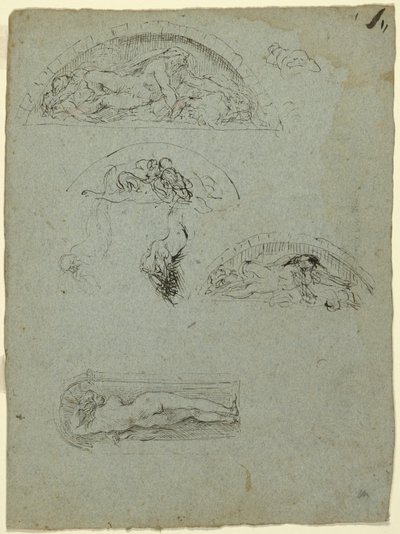 Figure debout dans une niche et études pour le groupe Ugolino, 1857-58 - Jean Baptiste Carpeaux