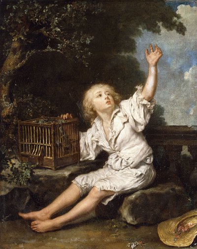 Un garçon avec une cage à oiseaux vide - Jean Baptiste Charpentier