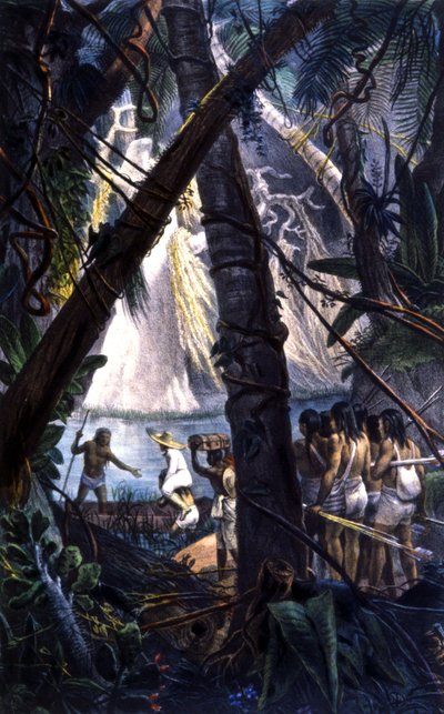 Indiens Goyana dans la forêt amazonienne. Lithographie 1839 - Jean Baptiste Debret