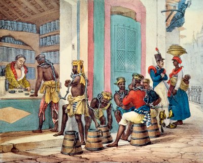 Esclaves enchaînés achetant du tabac dans un magasin de tabac à Rio de Janeiro, 1835 - Jean Baptiste Debret
