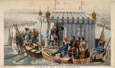 Rencontre des empereurs Alexandre Ier de Russie et Napoléon Ier de France au Neman près de Tilsit en juillet - Jean Baptiste Debret